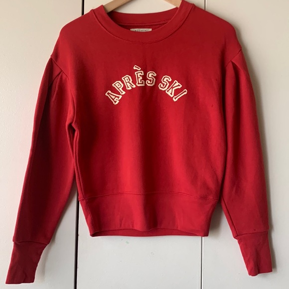 MADEWELL RED GRAPHIC APRES-SKI PLEAT LONG SLEEVE SWEATSHIRT - Picture 1 of 7